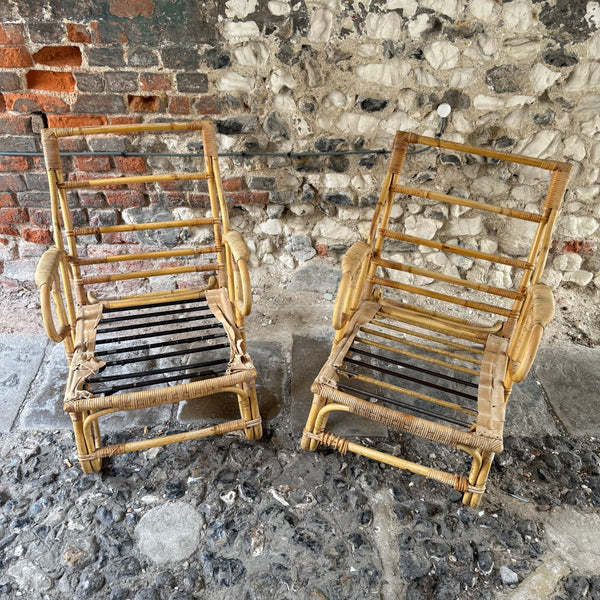 Pair of Vintage Bamboo Chairs Top
