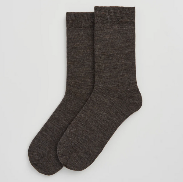 Pairs Deep Earth Brown arino calf length socks 