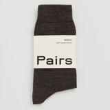 Pairs Deep Earth Brown calf length socks