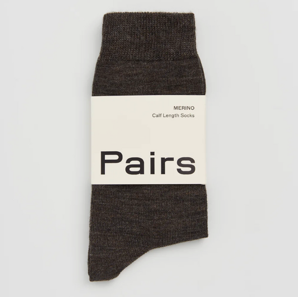 Pairs Deep Earth Brown calf length socks