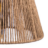 Pale Green Table Lamp w/ Natural Ribbed Rope Shade shade close up