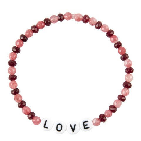 Peachy & Wild - LOVE Bracelet - Pink & Red Chalcedony