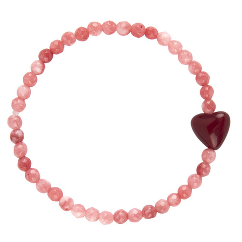 Peachy & Wild - Pink & Red Chalcedony Heart Bracelet