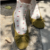 Petal Ruffled Hugger Crew Socks - Cream Petal with shoe