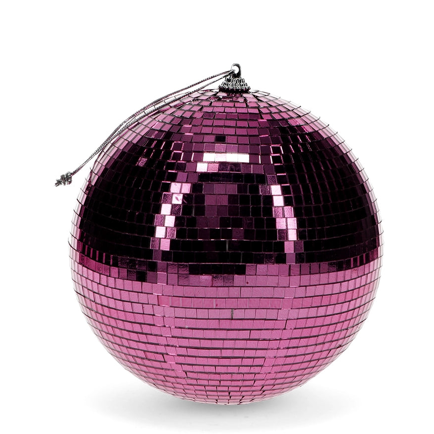 Pink disco ball on a white background