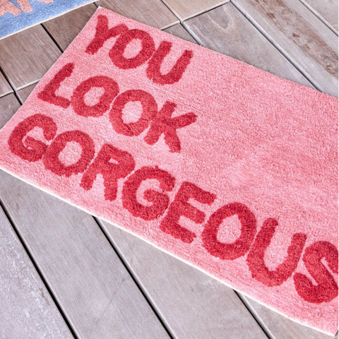 Pink Tufted Cotton Mat - You Look Gorgeous