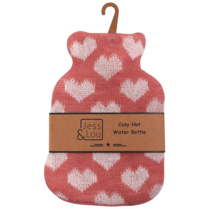 Pink & White Hearts Mini Hot Water Bottle