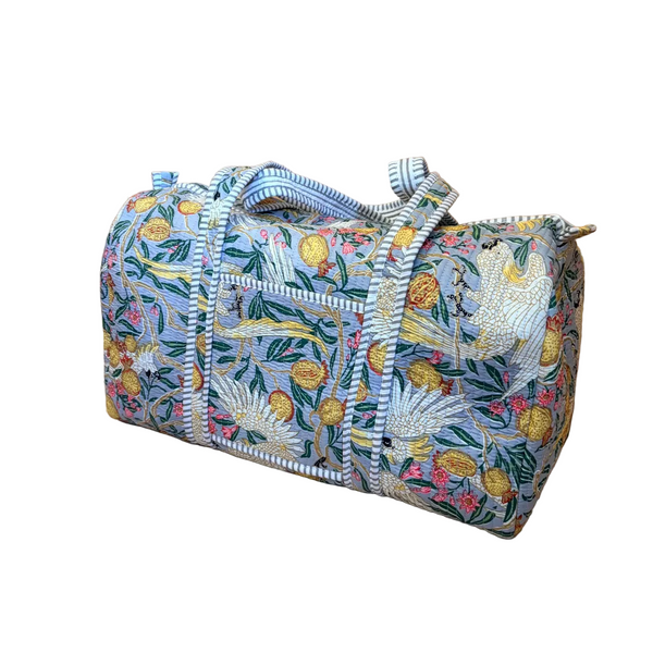 Quilted Cotton Weekend Bag - Crane Grey (Front)