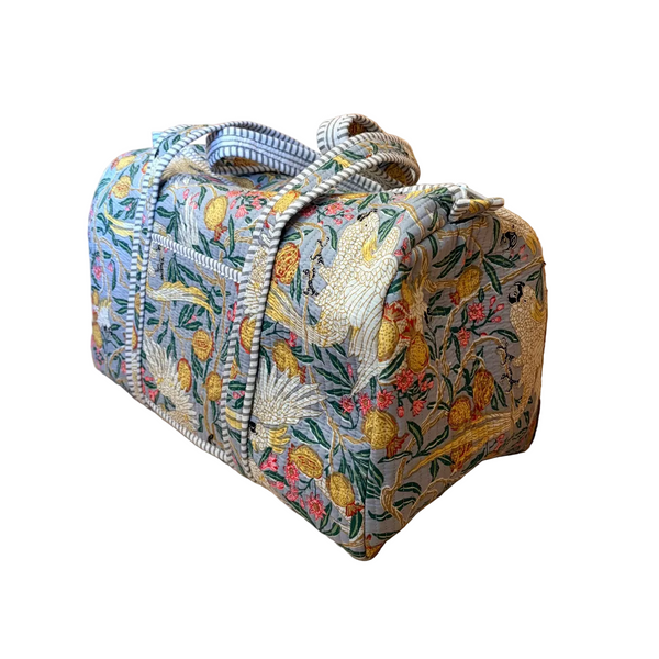 Quilted Cotton Weekend Bag - Crane Grey
