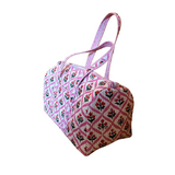 Quilted Cotton Weekend Bag - Pink Floral (Side)
