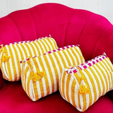 Quilted Wash Bag - Mustard Stripe