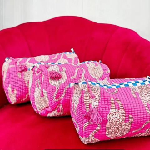 Quilted Wash Bag - Pink Tiger