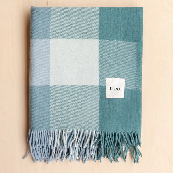 Tbco Recycled Wool Blanket in Recycled Wool Blanket Blue Bold Check