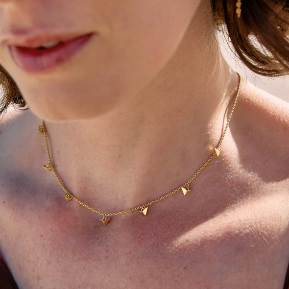 Rachel Jackson Dreamcatcher Bird Choker Necklace - Gold Plated on person