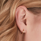 Rachel Jackson Huggie Hoops - Gold plated on person