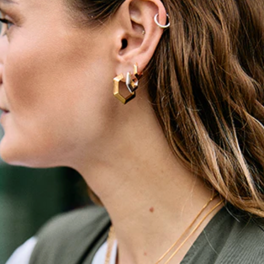 Rachel Jackson Huggie Hoops - Sterling Silver On person