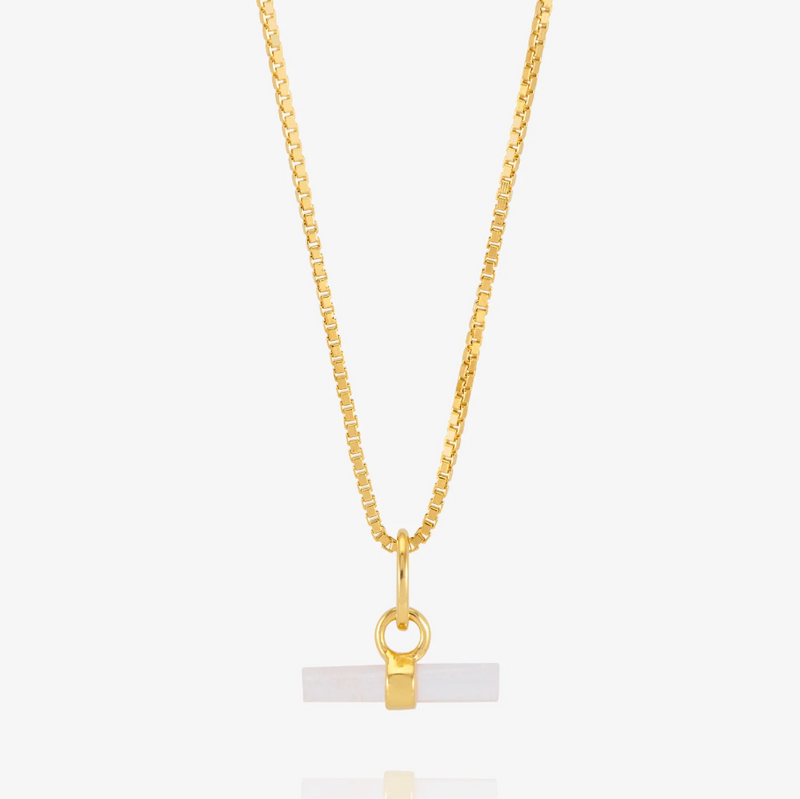 Rachel Jackson Love T-bar Mini Rose Quartz Necklace