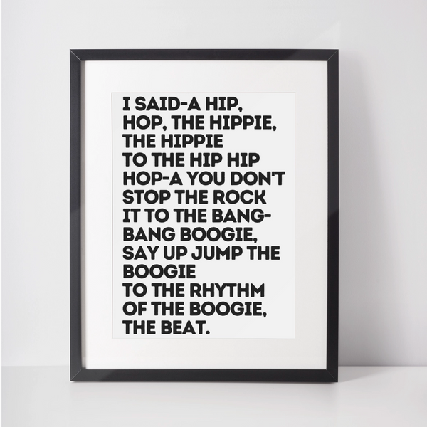 Rappers delight lyrics framed