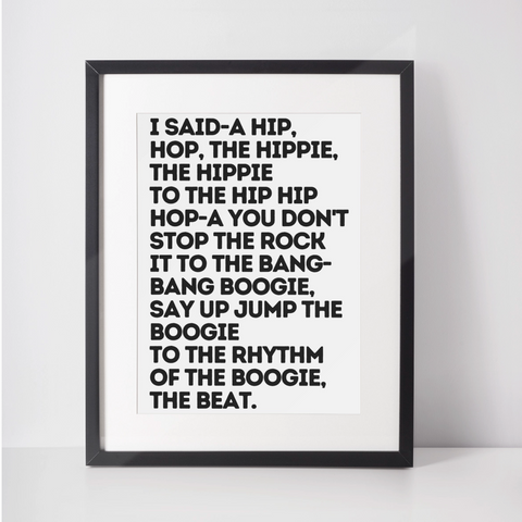 Rappers delight lyrics framed