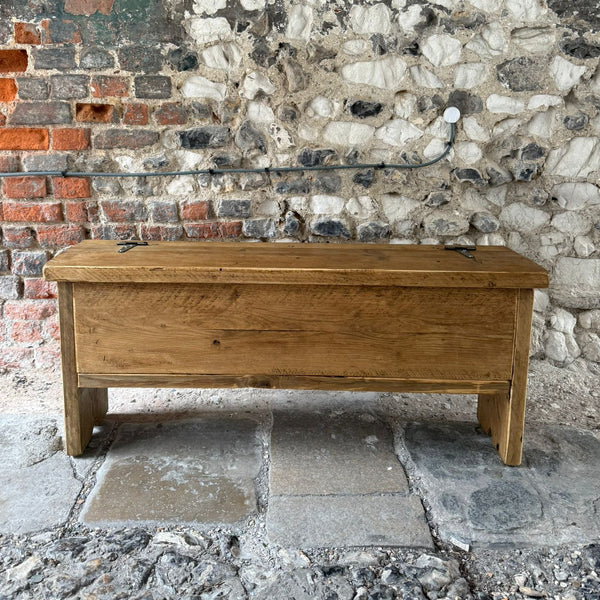 Reclaimed Wood Lift Up Lid Bench Front