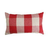 Red & Natural Check Rectangular Cushion with Pad