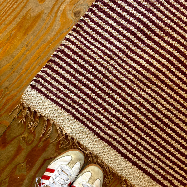 Red & Natural Striped Rug 60 x 90 cm