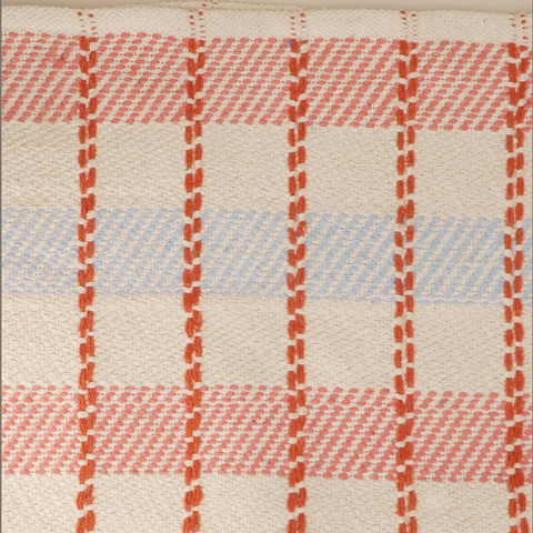 Red and Blue Woven Striped Checked Mat