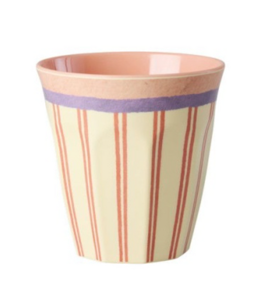 Rice Melamine Cup - Cream Stripey Love Print