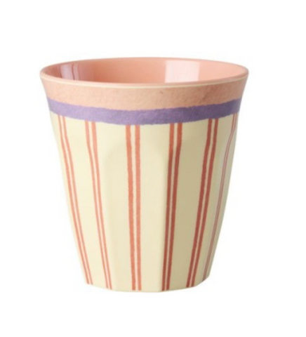 Rice Melamine Cup - Cream Stripey Love Print