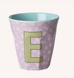 Rice Melamine Flower Alphabet Cups - A to Z Letter E