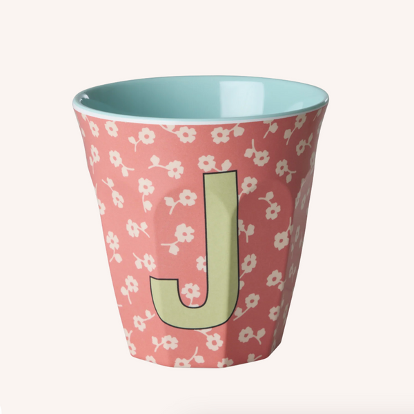 Rice Melamine Flower Alphabet Cups - A to Z Letter J