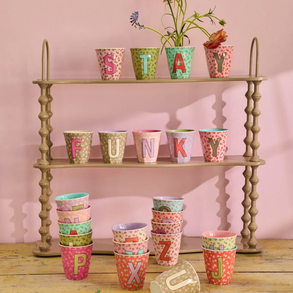 Rice Melamine Flower Alphabet Cups - A to Z