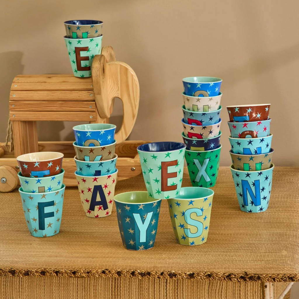 Rice Melamine Stars Alphabet Cups - A to Z