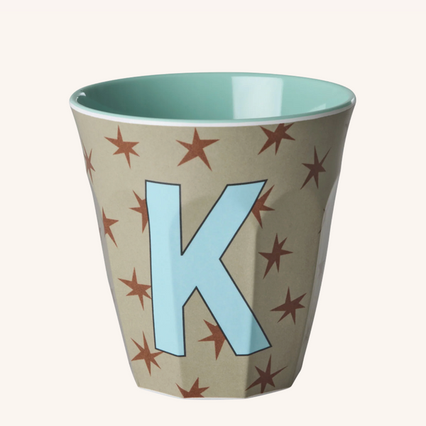 Rice Melamine Stars Alphabet Cups - A to Z Letter K