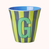 Rice Stripe Melamine Blue Alphabet Cups - A to Z Letter G