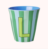 Rice Stripe Melamine Blue Alphabet Cups - A to Z Letter L
