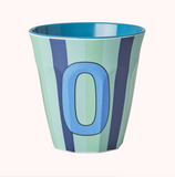 Rice Stripe Melamine Blue Alphabet Cups - A to Z Letter O