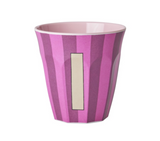 Rice Stripe Pink Melamine Alphabet Cups - A to Z Letter I