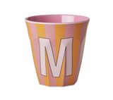 Rice Stripe Pink Melamine Alphabet Cups - A to Z Letter M