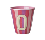 Rice Stripe Pink Melamine Alphabet Cups - A to Z Letter O