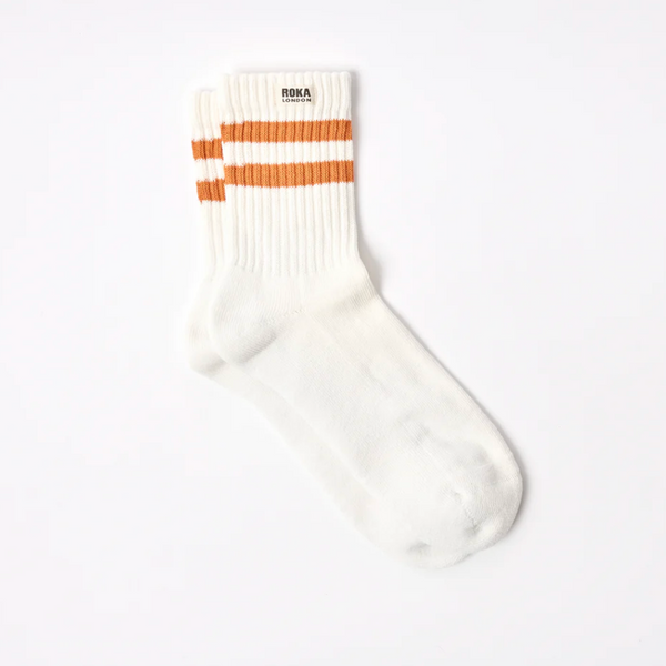 Roka Windsor Stripe Crew Socks - Men Burnt Orange