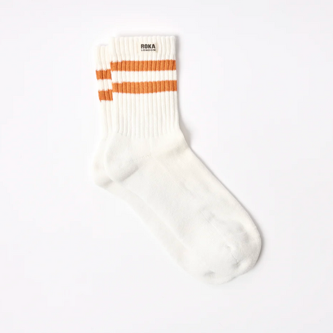 Roka Windsor Stripe Crew Socks - Men Burnt Orange