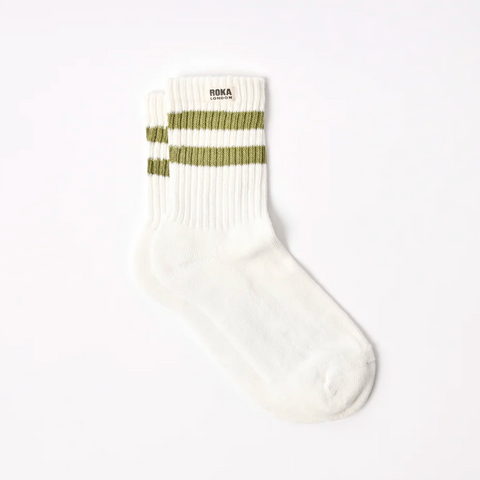 Roka Windsor Stripe Crew Socks Mens Avocado