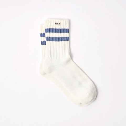 Roka Windsor Stripe Crew Socks Mens Coastal Blue