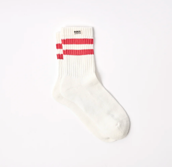 Roka Windsor Stripe Crew Socks Mens Scarlet