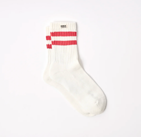 Roka Windsor Stripe Crew Socks Mens Scarlet
