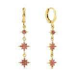 Bijoux De Mimi Romilly Droplet Star Huggie Earrings - Pink & Gold