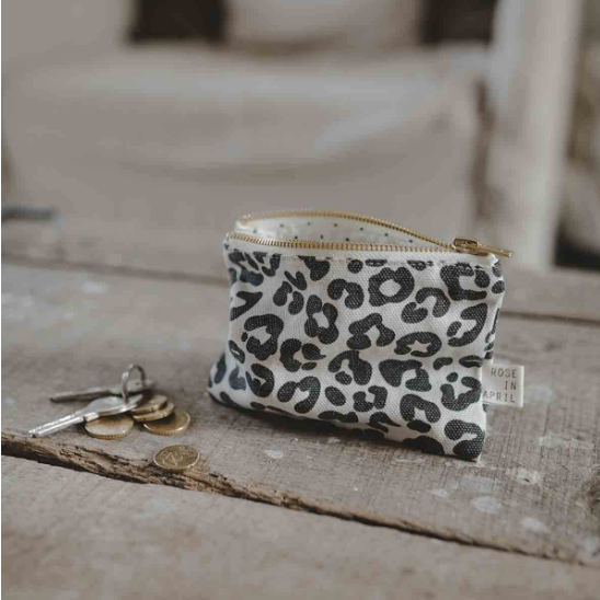 Rose In April Marie Purse in Graou Naturel Leopard Print open