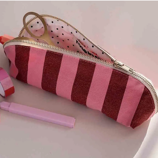 Rose In April Pencil Case Gaston Stripes Funky Pink/Olive open