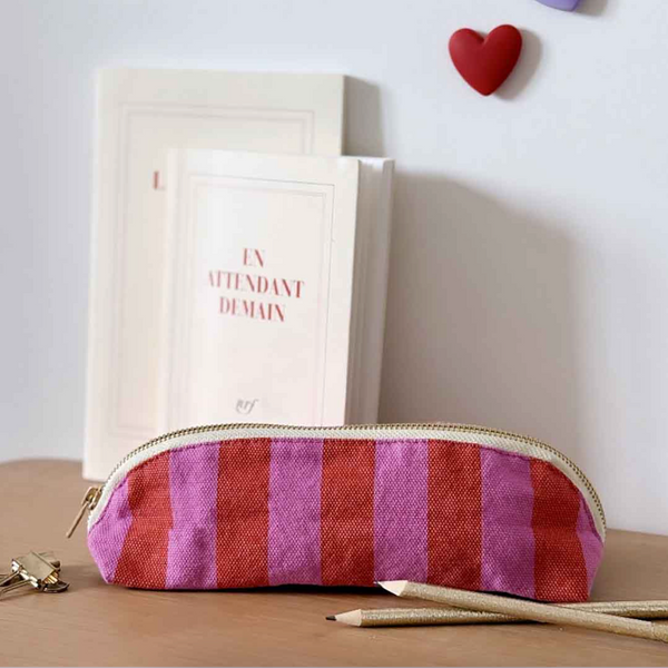 Rose In April Pencil Case Gaston Stripes Orchid/Red1